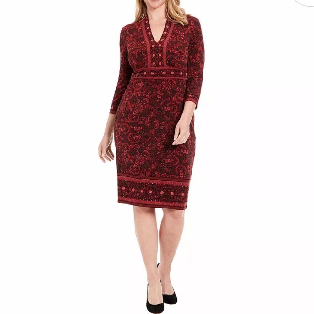 London Times Womens V-Neck Ruched Waist Tiered Skirt Dress